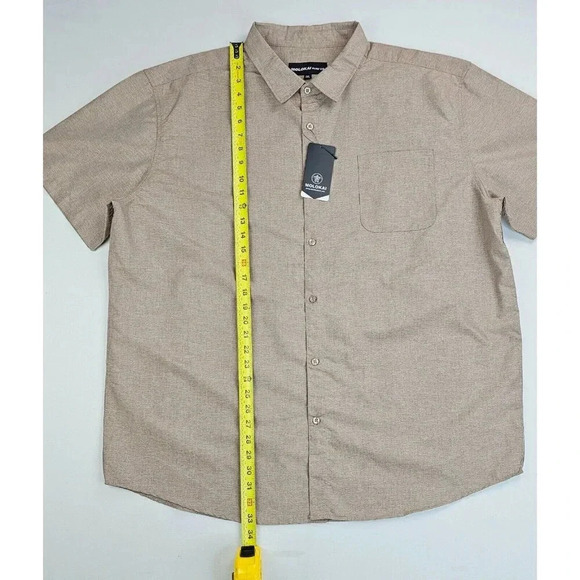 Molokai Size 2XL Men's Oatmeal Tan Short Sleeve Hem Logo Pocket Shirt NWT - Picture 10 of 11